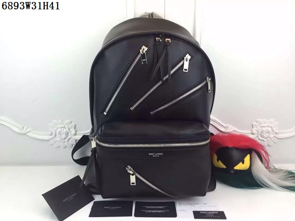 2016 Saint Laurent Bags Cheap Sale-Saint Laurent Zippy Hunting Backpack in Black Leather