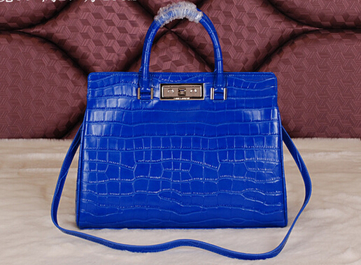 Cheap 2014 YSL Bags outlet---Saint Laurent classic Sac De Jour Bag crocodile leather 7118Blue