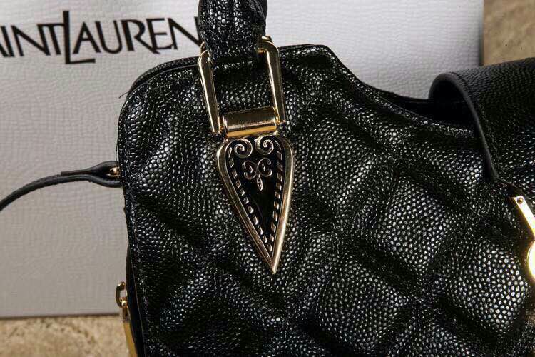 2015 New Saint Laurent Bag Cheap Sale-Saint Laurent Top Handle Bag in Black Lozenge Pattern Calfskin Leather - Click Image to Close