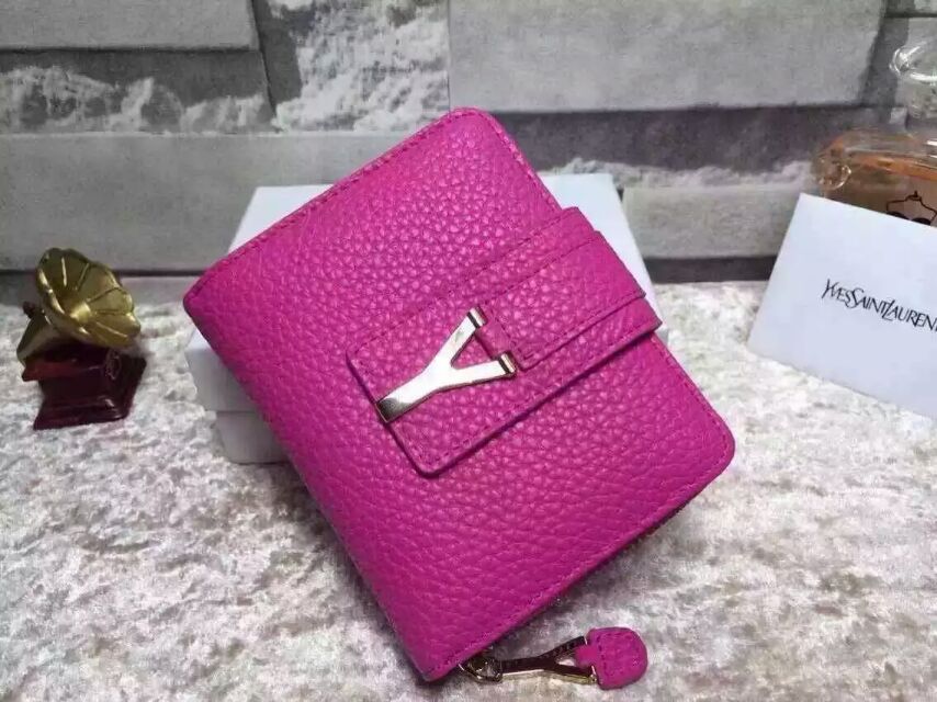 2015 New Saint Laurent Bag Cheap Sale-YSL Wallet in Rose Grained Calfskin Leather