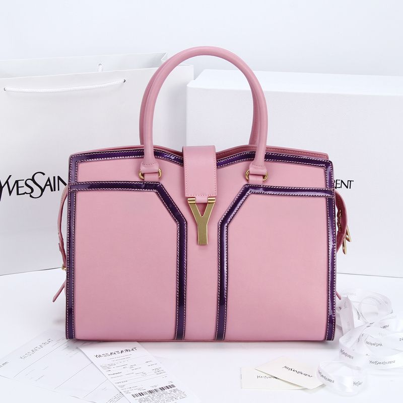 2013 Yves Saint Laurent Medium tricolor Cabas Chyc Bag 9928 Pink+purle