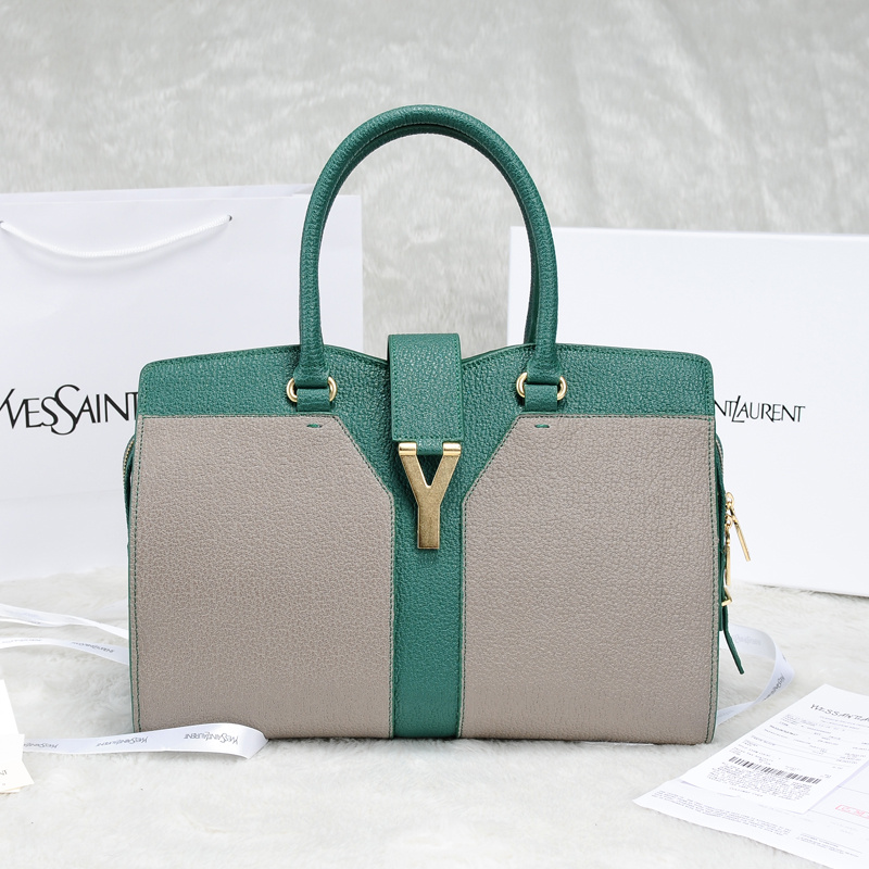 2013 Yves Saint Laurent Medium tricolor Cabas Chyc Bag 9928 Grey+green