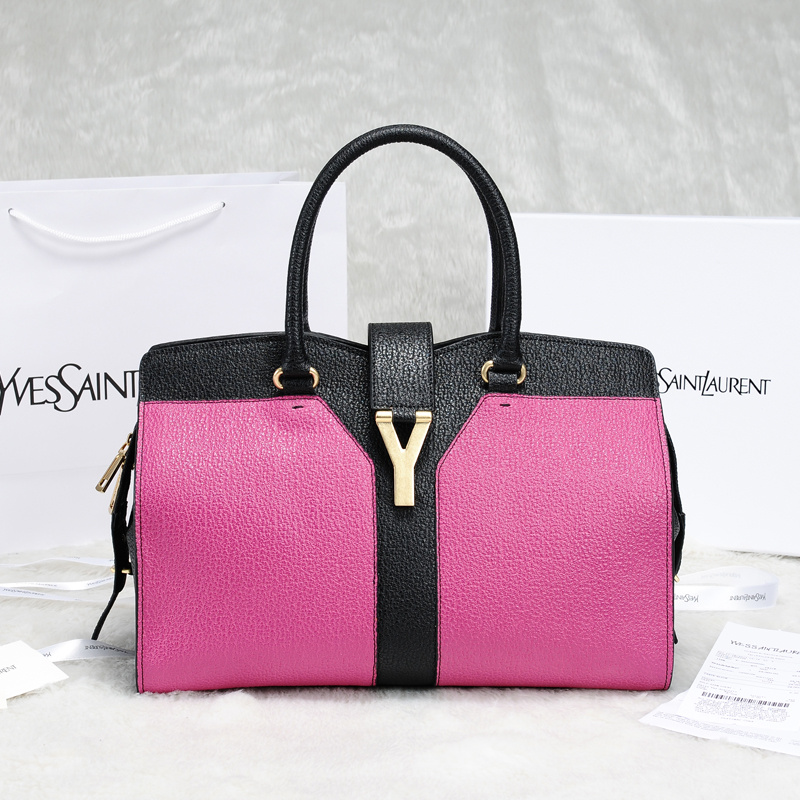 2013 Yves Saint Laurent Medium tricolor Cabas Chyc Bag 9928 Pink+Black