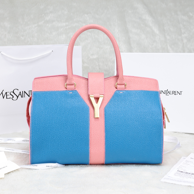 2013 Yves Saint Laurent Medium tricolor Cabas Chyc Bag 9928 Blue+pink