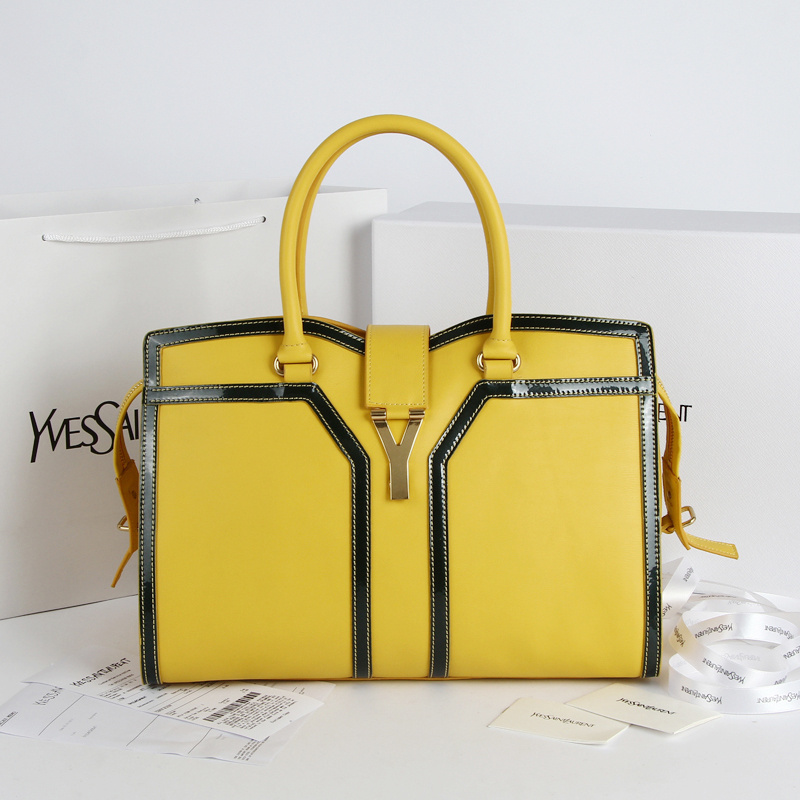 2013 Yves Saint Laurent Medium tricolor Cabas Chyc Bag 9928 Yellow+black