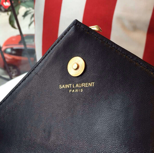 S/S 2016 Saint Laurent Bags Cheap Sale-Saint Laurent Classic Baby Monogram Chain Bag in Black Grainy Matelasse Leather with Gold-Toned "YSL" - Click Image to Close