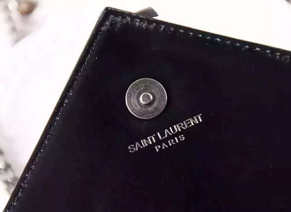 Spring 2016 Saint Laurent Bags Cheap Sale-Saint Laurent Mini Classic Monogram College Bag in Black Matelasse Shiny Leather - Click Image to Close
