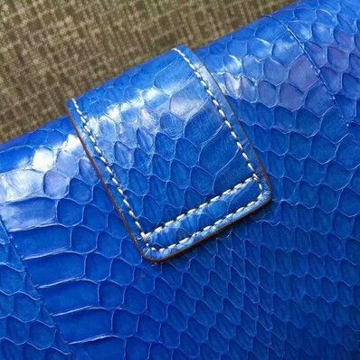 2015 New Saint Laurent Bag Cheap Sale-Saint Laurent Classic Y Clutch in Blue Snake Leather - Click Image to Close