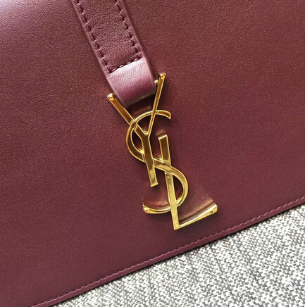 2015 New Saint Laurent Bag Cheap Sale-Saint Laurent Classic Medium Monogram UNIVERSITE BAG in Burgundy Leather - Click Image to Close