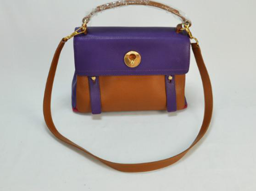 2013 Cheap YSL Muse Two Small leather tote purple/brown