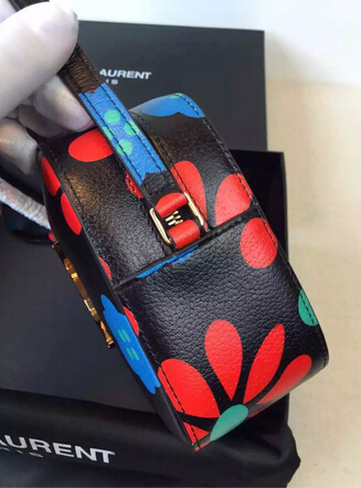 2015 New Saint Laurent Bag Cheap Sale-YSL Camera Cross-body Bag in Flower Printed Calfskin Leather - Click Image to Close