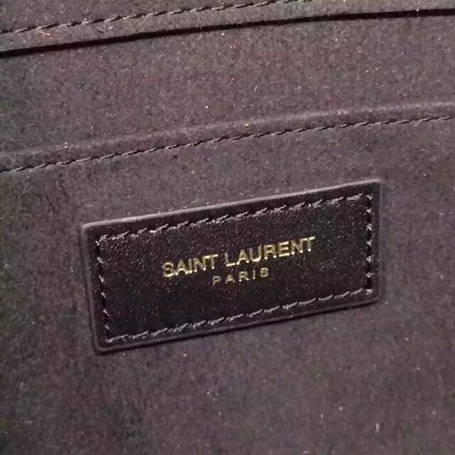 2015 New Saint Laurent Bag Cheap Sale-YSL Color Matching Clutch in Navy Blue&Black Calfskin - Click Image to Close