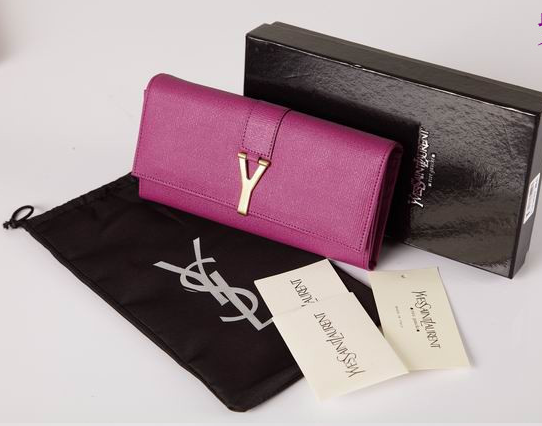 2012 Cheap Yves Saint Laurent Y Clutch in Fushia Leather,YSL Bags