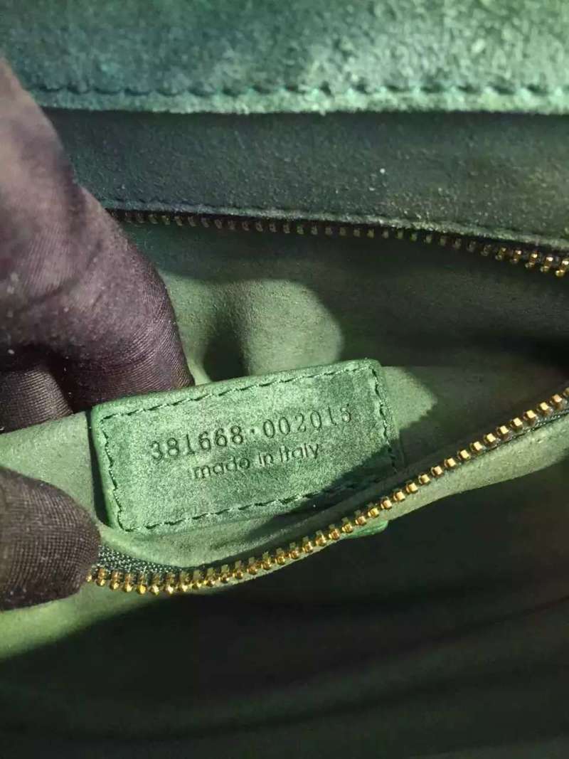 2016 Saint Laurent Bags Cheap Sale-Saint Laurent Classic small Monogram Fringed Satchel in Green Suede - Click Image to Close