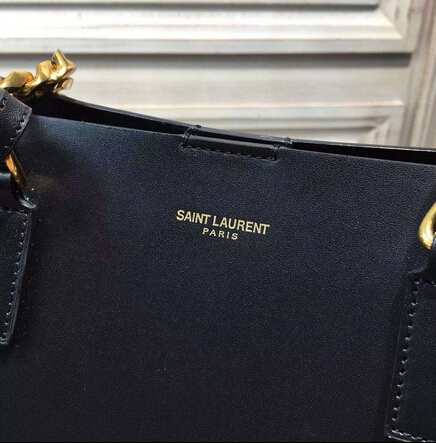 2015 New Saint Laurent Bag Cheap Sale-Saint Laurent Classic Monogram Shopping Bag in Black Smooth Calfskin with Black Lining - Click Image to Close