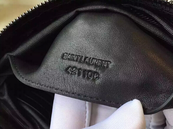2015 New Saint Laurent Bag Cheap Sale-Saint Laurent Small Monogram Fringed Crossbody Bag in Black Matelasse Leather - Click Image to Close