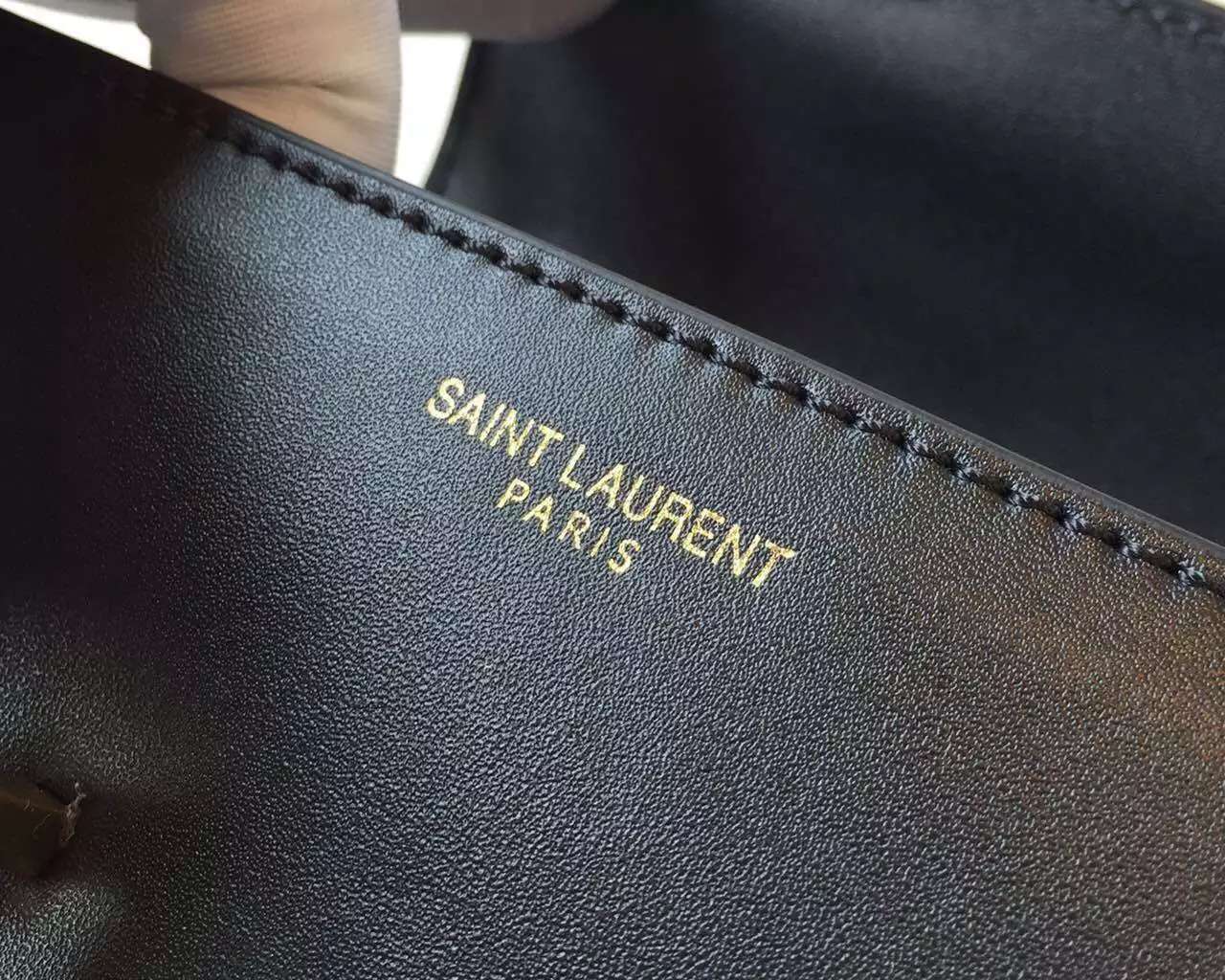 2015 Cheap YSL Out-Sale with Free Shipping-Saint Laurent Classic Small Lulu Leather Bag in Black Calfskin Leather - Click Image to Close