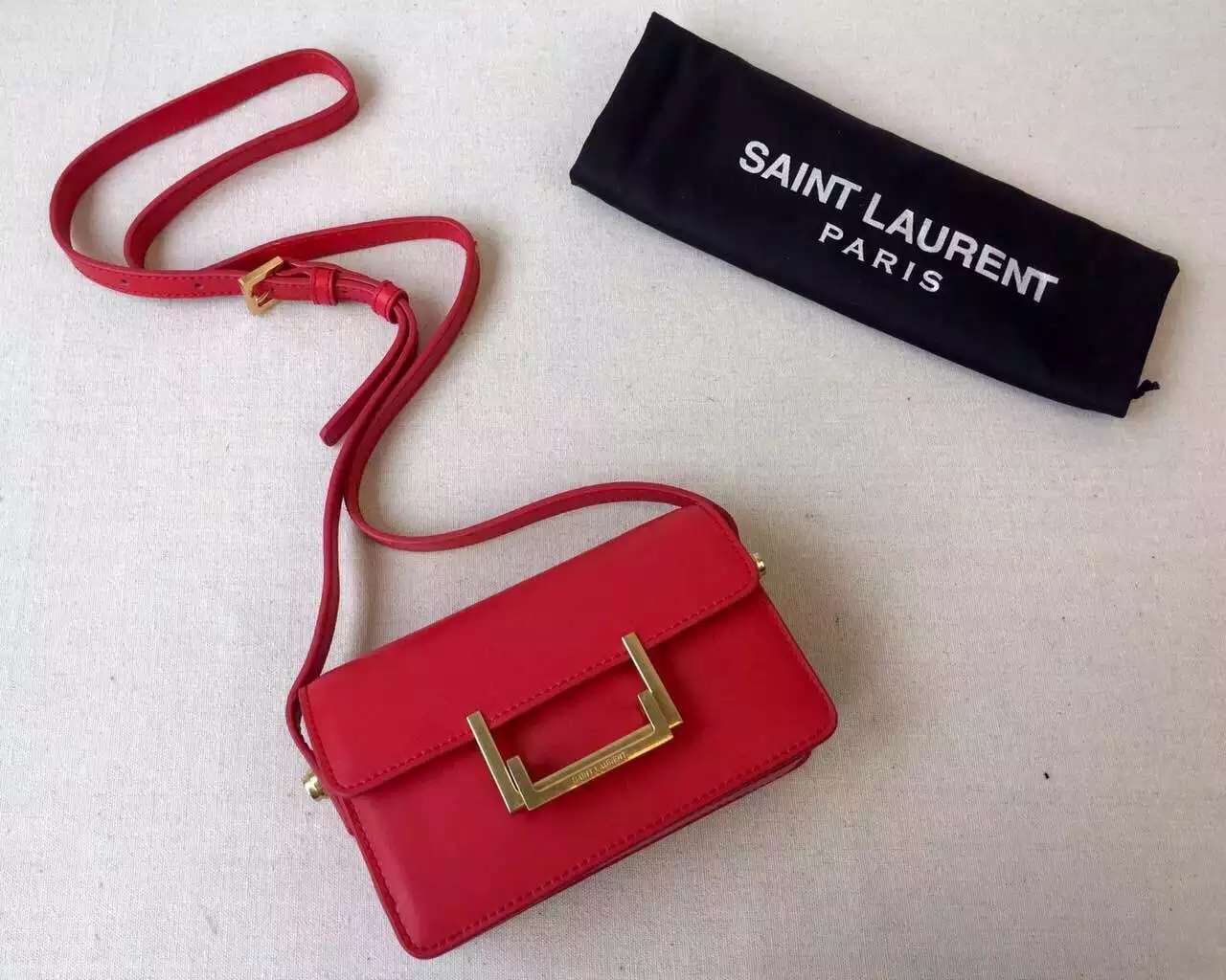 2015 Cheap YSL Out-Sale with Free Shipping-Saint Laurent Classic Small Lulu Leather Bag in Red Calfskin Leather