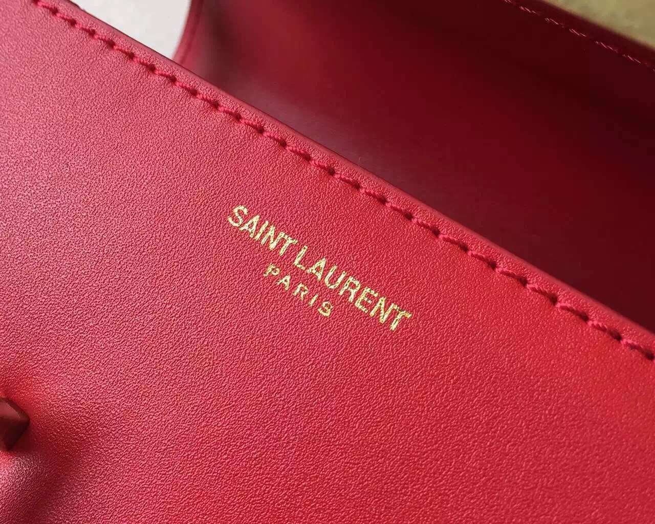 2015 Cheap YSL Out-Sale with Free Shipping-Saint Laurent Classic Small Lulu Leather Bag in Red Calfskin Leather - Click Image to Close