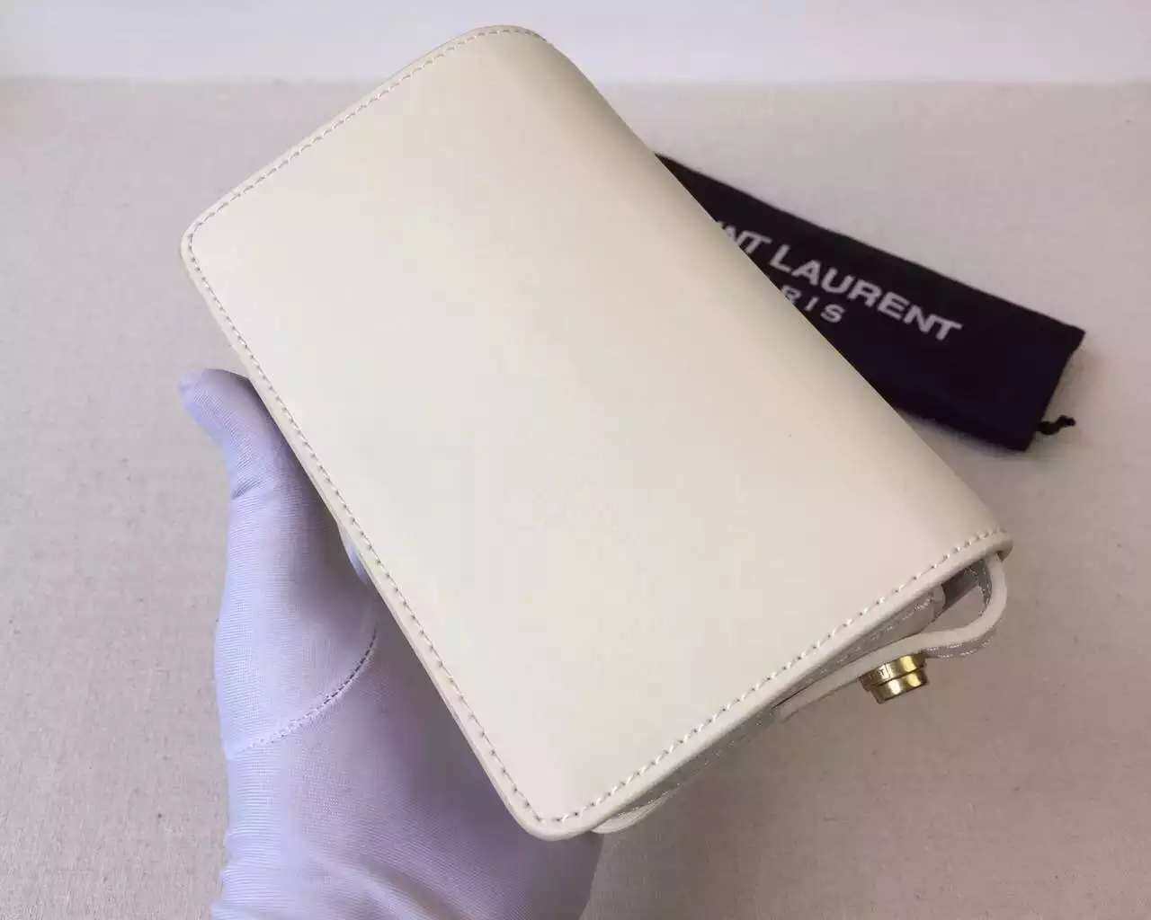 2015 Cheap YSL Out-Sale with Free Shipping-Saint Laurent Classic Small Lulu Leather Bag in white Calfskin Leather - Click Image to Close