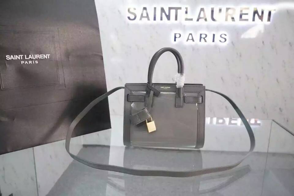 F/W 2015 New Saint Laurent Bag Cheap Sale-Saint Laurent Nano SAC DE JOUR Bag in Grey Patent Leather