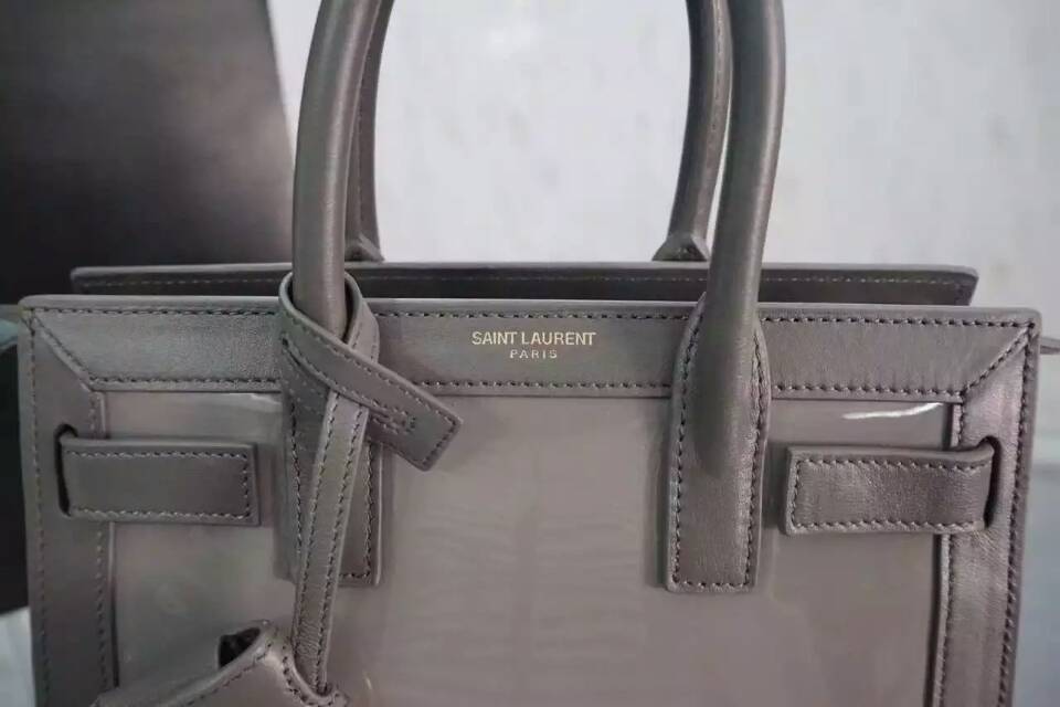 F/W 2015 New Saint Laurent Bag Cheap Sale-Saint Laurent Nano SAC DE JOUR Bag in Grey Patent Leather - Click Image to Close