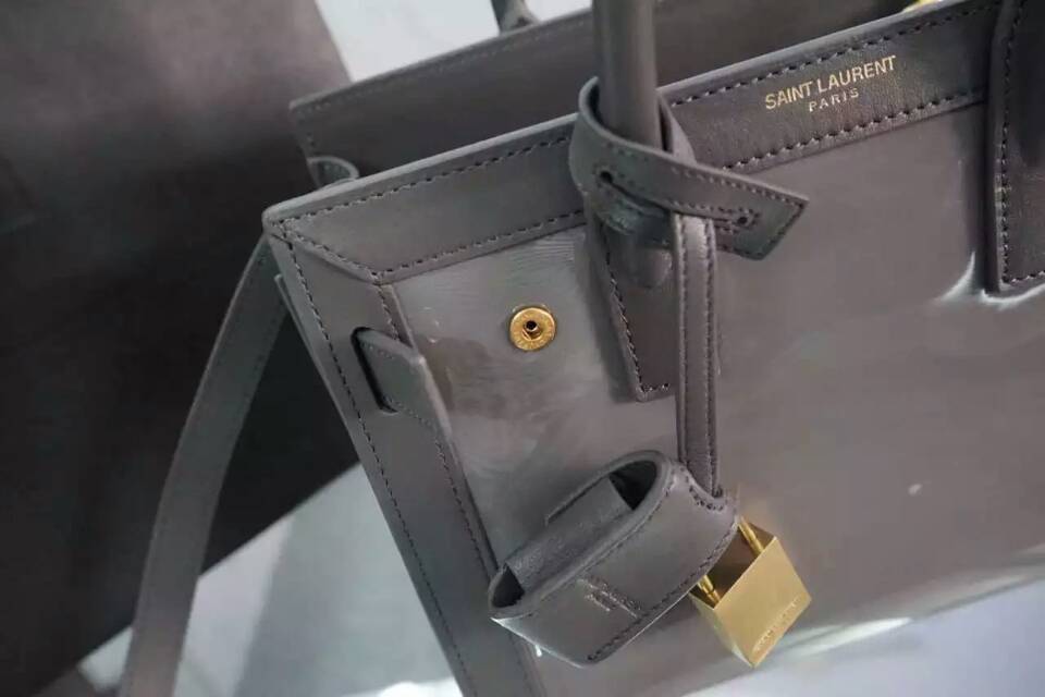 F/W 2015 New Saint Laurent Bag Cheap Sale-Saint Laurent Nano SAC DE JOUR Bag in Grey Patent Leather - Click Image to Close