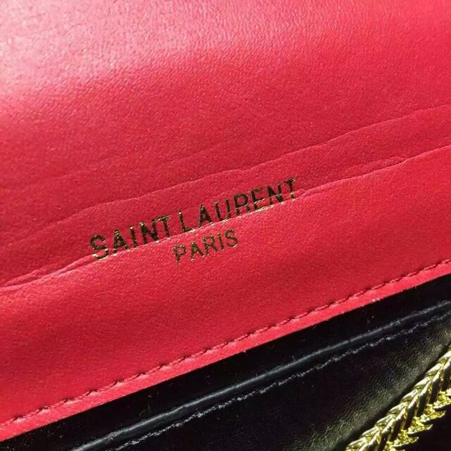 2015 New Saint Laurent Bag Cheap Sale- Classic Monogram Saint Laurent Tassel Satchel in Red Elephant Embossed Calf Leather - Click Image to Close