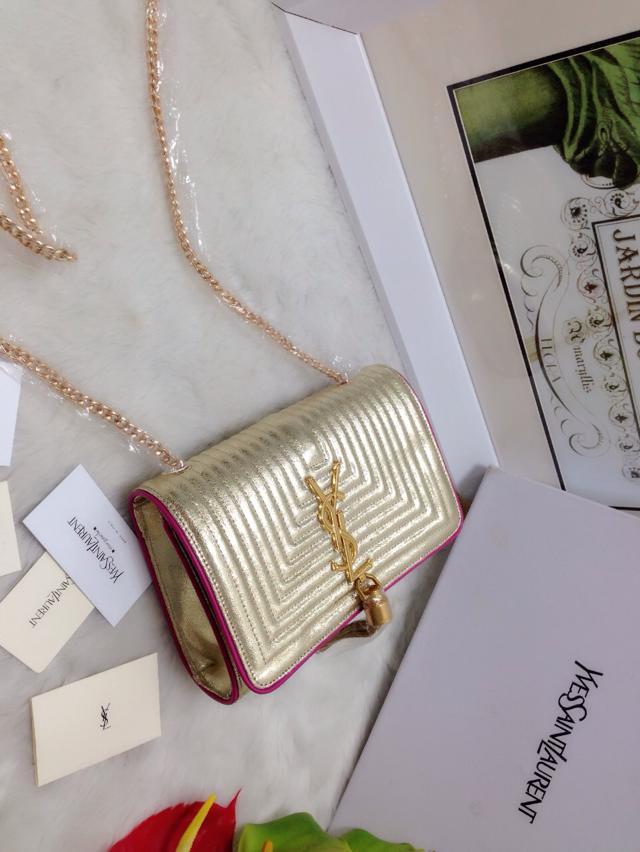2015 New Saint Laurent Bag Cheap Sale-Classic MONOGRAM SAINT LAURENT Tassel Satchel in Gold Matelasse Leather With Rose Egde - Click Image to Close