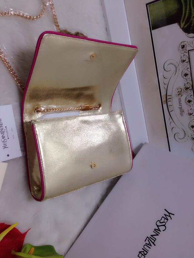 2015 New Saint Laurent Bag Cheap Sale-Classic MONOGRAM SAINT LAURENT Tassel Satchel in Gold Matelasse Leather With Rose Egde - Click Image to Close