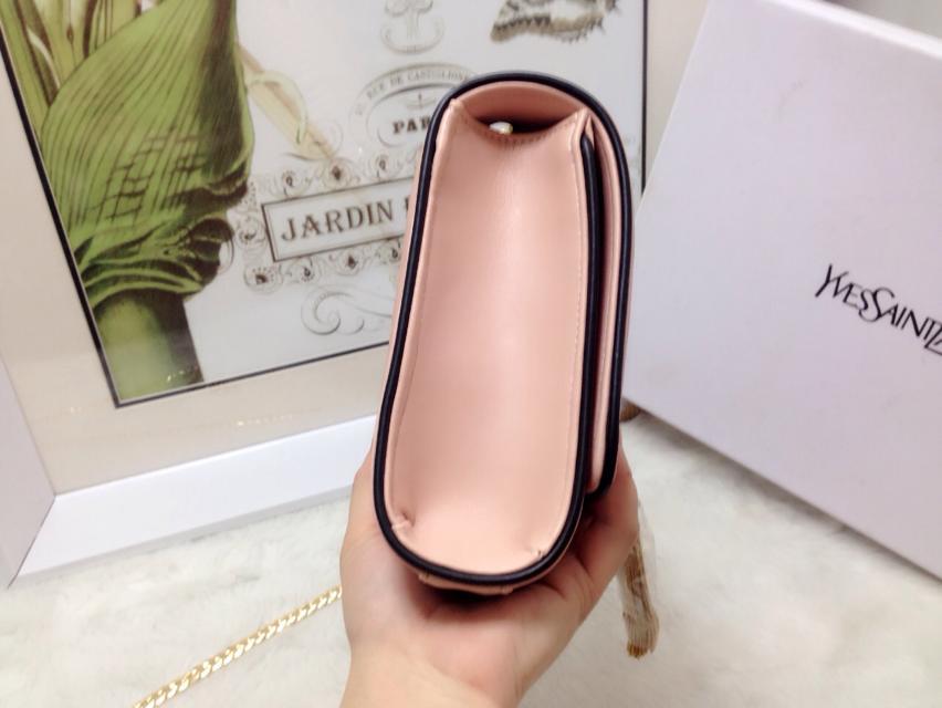 2015 New Saint Laurent Bag Cheap Sale-Classic MONOGRAM SAINT LAURENT Tassel Satchel in Pink Matelasse Leather With Black Egde - Click Image to Close