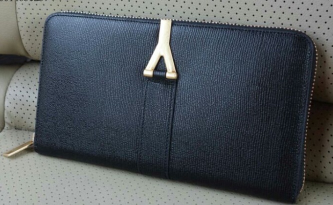 2015 New Saint Laurent Bag Cheap Sale- Saint Laurent Classic Y Zip Around Wallet in Navy Blue Grain Leather