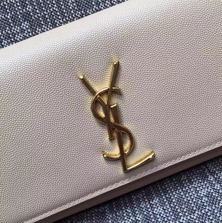 2015 New Saint Laurent Bag Cheap Sale-Classic Monogramme Saint Laurent Clutch in White Small Grained Leather - Click Image to Close