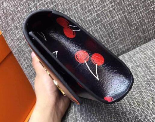 2015 New Saint Laurent Bag Cheap Sale- YSL Cherry Design Clutch in Black Calf Leather Y0602B - Click Image to Close