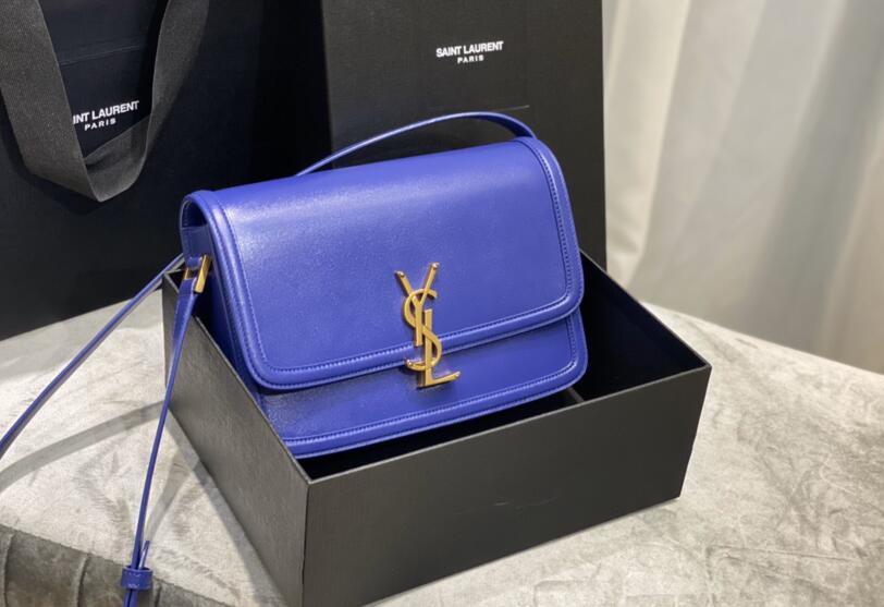 2020 cheap Saint Laurent solferino medium satchel in box saint laurent leather Electric blue