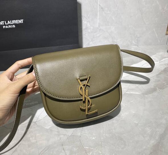 2020 Saint Laurent Kaia Small Satchel in ARMY GREEN smooth vintage leather