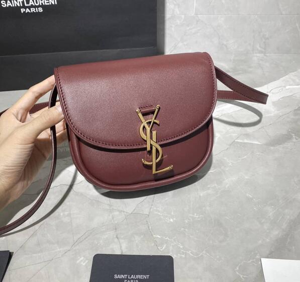 2020 Saint Laurent Kaia Small Satchel in Burgundy smooth vintage leather