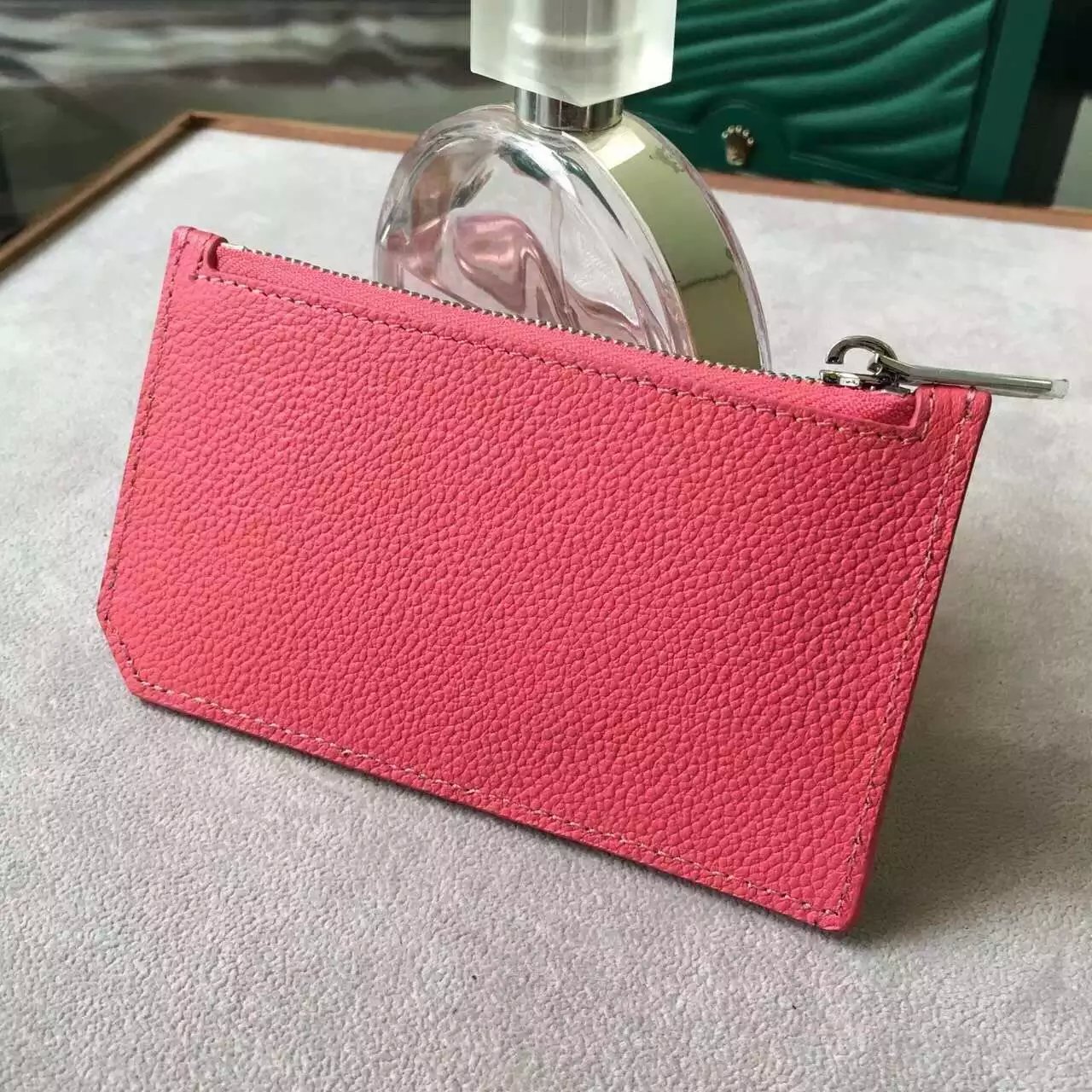Limited Edition!2016 New Saint Laurent Small Leather Goods Cheap Sale-Saint Laurent Classic Paris 5 Fragments Zip Pouch in Lipstick Fuchsia Leather - Click Image to Close