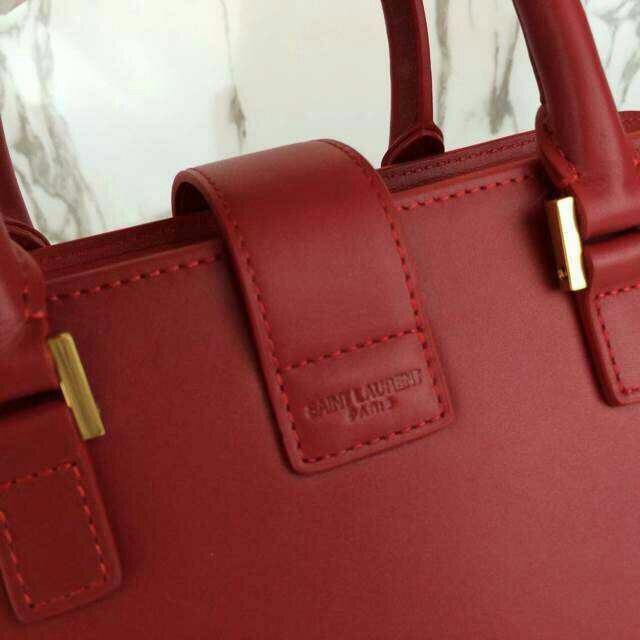2015 New Saint Laurent Bag Cheap Sale-Small Cabas Monogram Saint Laurent in Red Leather - Click Image to Close