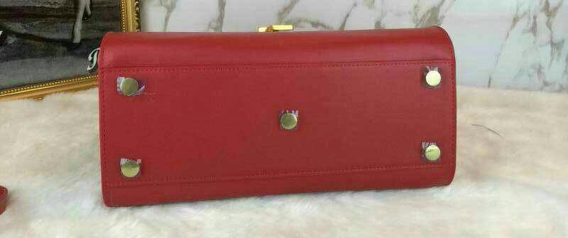 2015 New Saint Laurent Bag Cheap Sale-Small Cabas Monogram Saint Laurent in Red Leather - Click Image to Close
