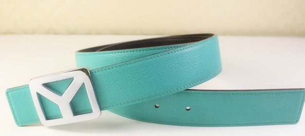 2013 new YSL belt in lake green with silver Y buckle,Ysl belt outlet