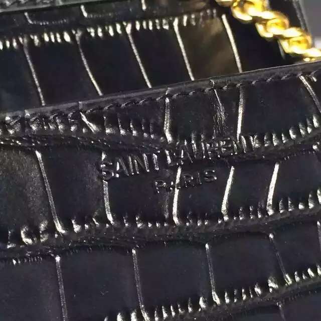 Limited Edition!2016 New Saint Laurent Bag Cheap Sale- Saint Laurent Small Monogram Satchel in Black Crocodile Embossed Calfskin Leather - Click Image to Close