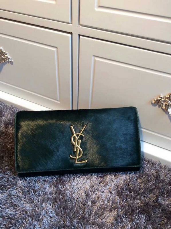 2015 New Saint Laurent Bag Cheap Sale- YSL PONY LEATHER CLUTCH IN GREEN - Click Image to Close