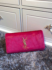 2015 New Saint Laurent Bag Cheap Sale- YSL PONY LEATHER CLUTCH IN ROSE