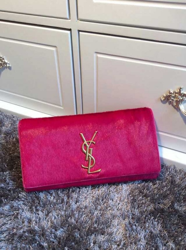 2015 New Saint Laurent Bag Cheap Sale- YSL PONY LEATHER CLUTCH IN RED - Click Image to Close