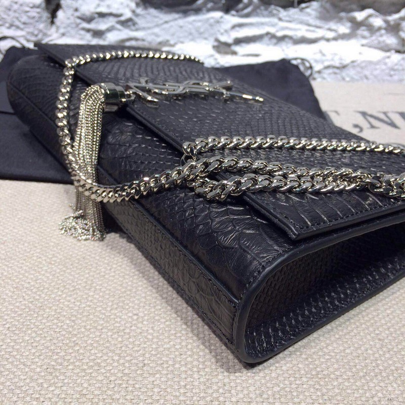 2015 New Saint Laurent Bag Cheap Sale-Classic Saint Laurent Tassel Satchel in Superior Python Embossed Calf Leather - Click Image to Close