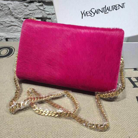 2015 New Saint Laurent Bag Cheap Sale- YSL Horsehair Metallic Tassel Chain Bag in Red - Click Image to Close