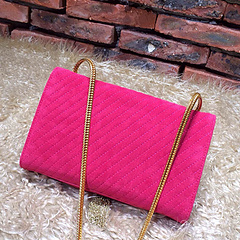 >2015 New Saint Laurent Bag Cheap Sale- YSL Chain Bag in Rose Nubuck Leather YSL12114 - Click Image to Close