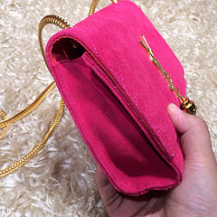 >2015 New Saint Laurent Bag Cheap Sale- YSL Chain Bag in Rose Nubuck Leather YSL12114 - Click Image to Close