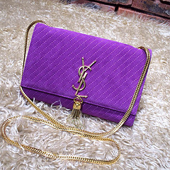 2015 New Saint Laurent Bag Cheap Sale- YSL Chain Bag in Purple Nubuck Leather YSL12116